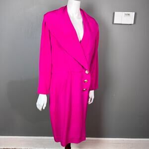 Dana Buchman dress size 14 silk pink midi wrap office vintage